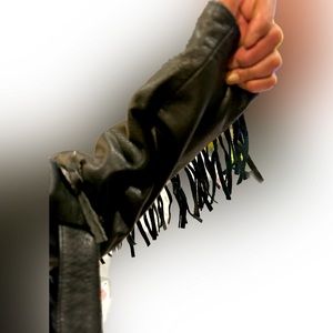 2pc sleeves Genuine Leather Fringed Arm Motorcycle Safety 1st gear (not gloves)